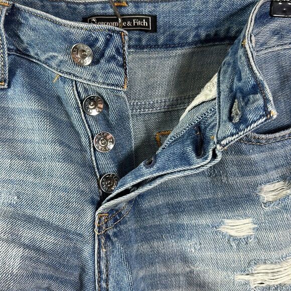 ABERCROMBIE & FITCH Women’s Button Fly Distressed Denim Jean Shorts Blue Size 27 - Picture 6 of 11